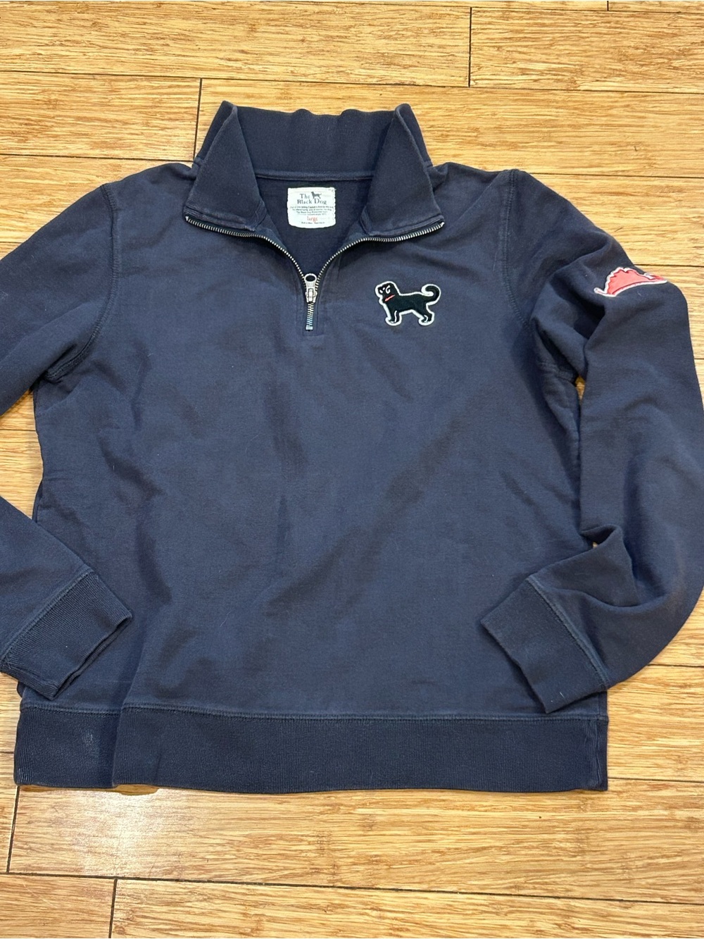 The Black Dog Marthaโs Vineyard Preppy Navy Quarter-Zip Sweatshirt w/Dog Patch
